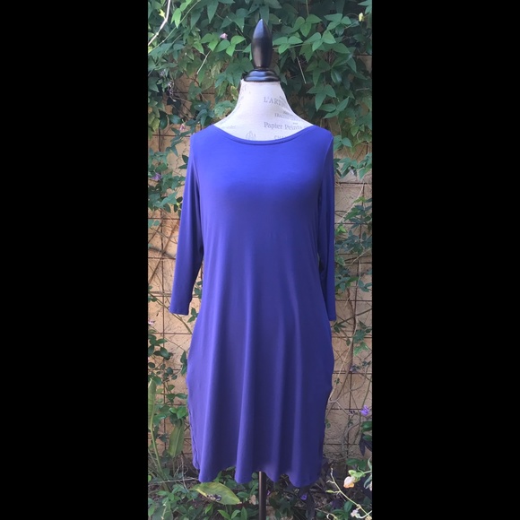 Eileen Fisher EUC Super Soft Cobalt Blue Dress w/ Pockets Sz. M - Picture 7 of 7